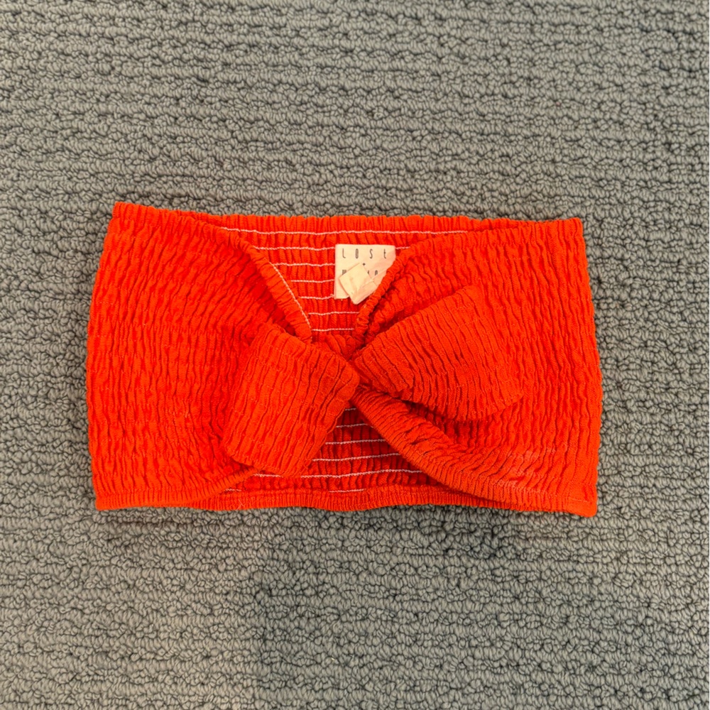 LIT boutique cropped tie ribbed top